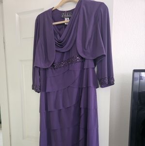 Purple layered party/mother of bride dress